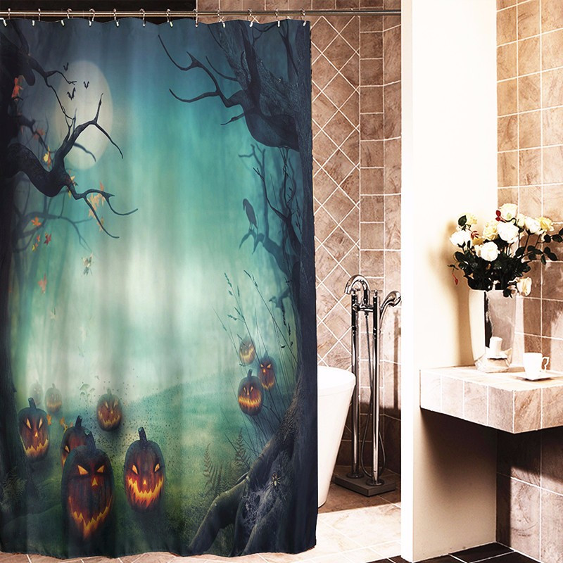 Halloween Bathroom Set
 180x180cm Halloween Pumpkin Monster Polyester Shower