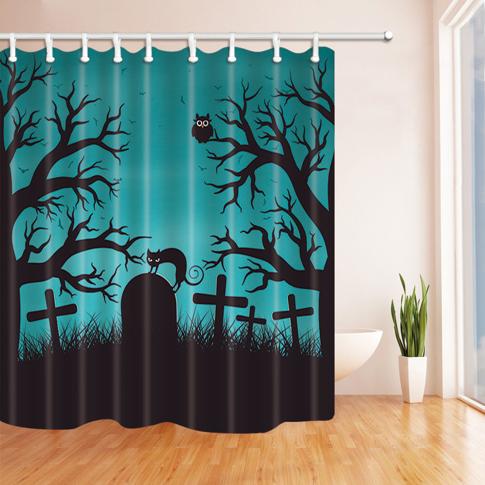 Halloween Bathroom Set
 Happy Halloween Waterproof Fabric Home Decor Shower