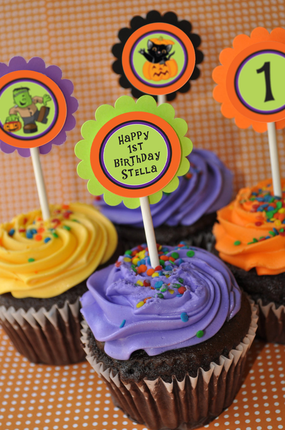 Halloween Birthday Decorations
 Halloween Cupcake Toppers – 1st Birthday – Halloween