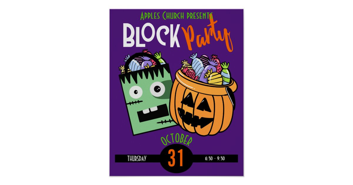 Halloween Block Party Ideas
 Halloween block party theme event trunk or treat poster