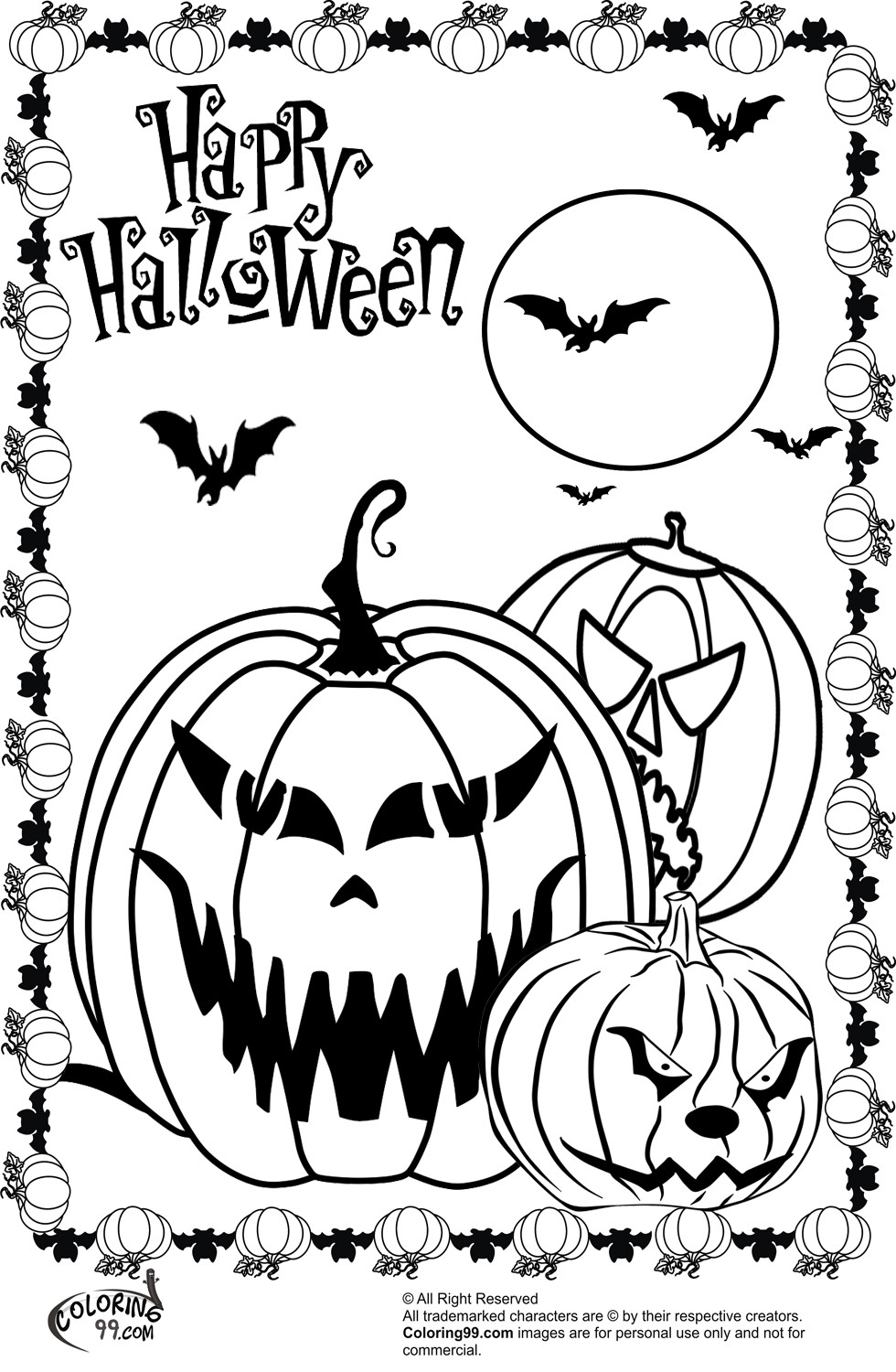 Halloween Coloring Pages Printable Free
 Scary Halloween Pumpkin Coloring Pages