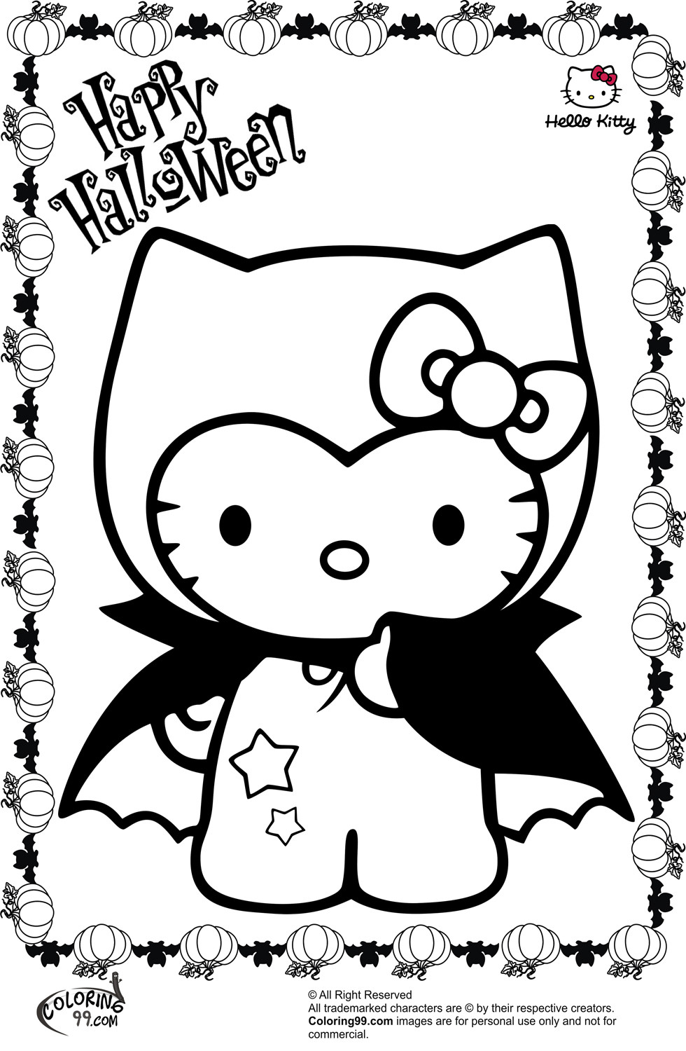 Halloween Coloring Pages Printable Free
 Hello Kitty Halloween Coloring Pages