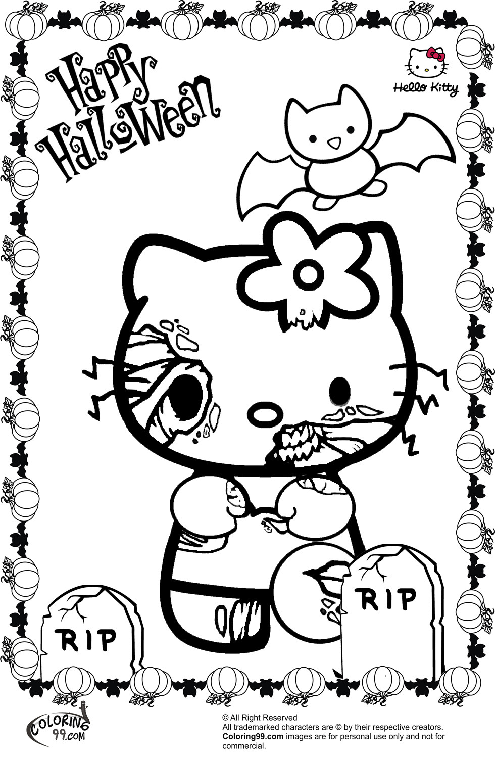 Halloween Coloring Pages Printable Free
 Hello Kitty Halloween Coloring Pages