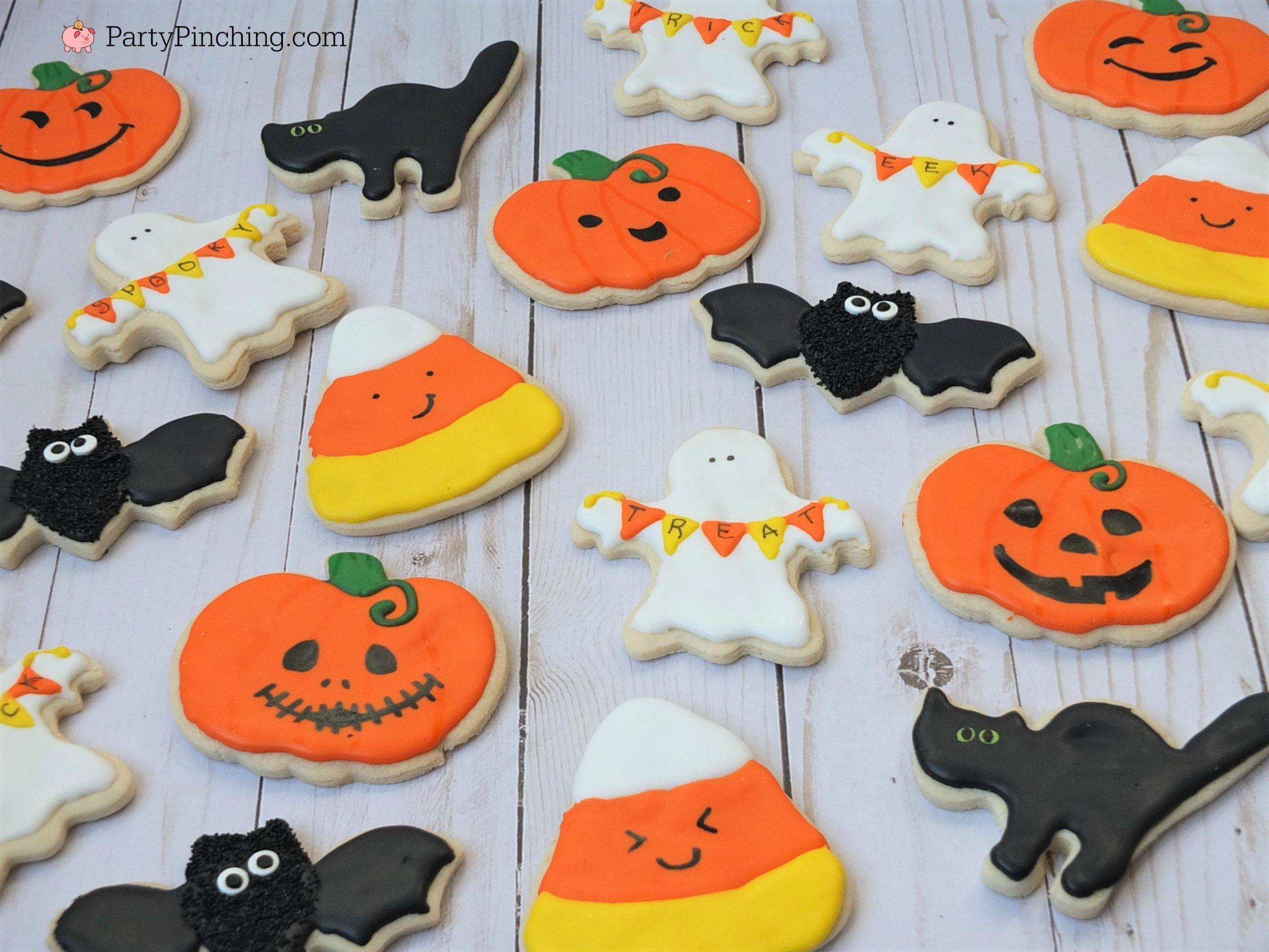 Halloween Cutout Cookies
 Halloween sugar cookies decorated ghost banner cookies
