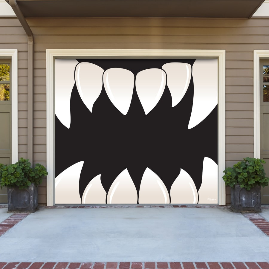 Halloween Garage Door Decals
 Scary Teeth Halloween Garage Door Vinyl Banner