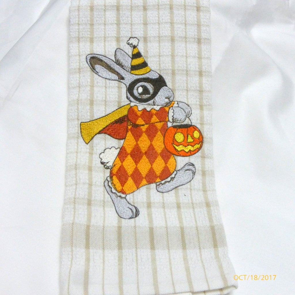 Halloween Kitchen Towels
 Halloween Bunny towel Embroidered Kitchen towel Towels
