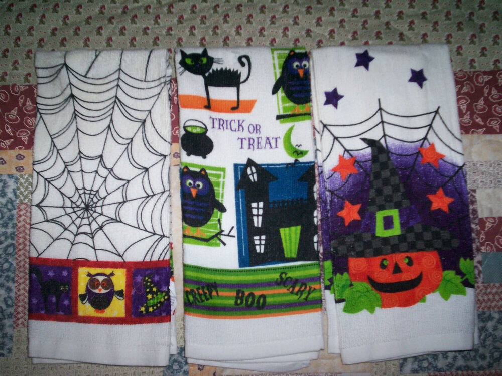 Halloween Kitchen Towels
 HALLOWEEN KITCHEN DISH HAND TOWEL 3 Styles to choose