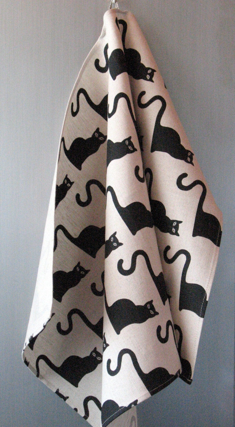 Halloween Kitchen Towels
 Linen Cotton Dish Towels Halloween Decor Tea Towels Cat Black