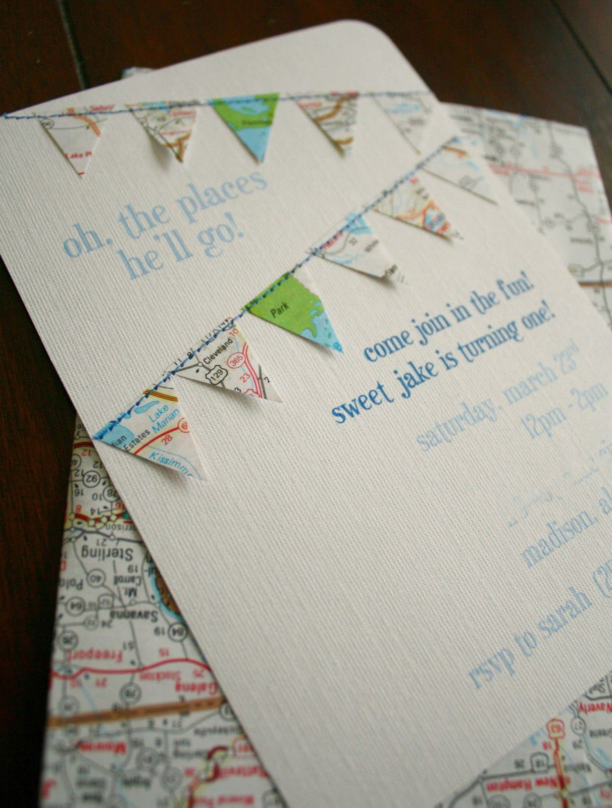 Handmade Birthday Invitations
 Jake s first birthday party Travel theme handmade map