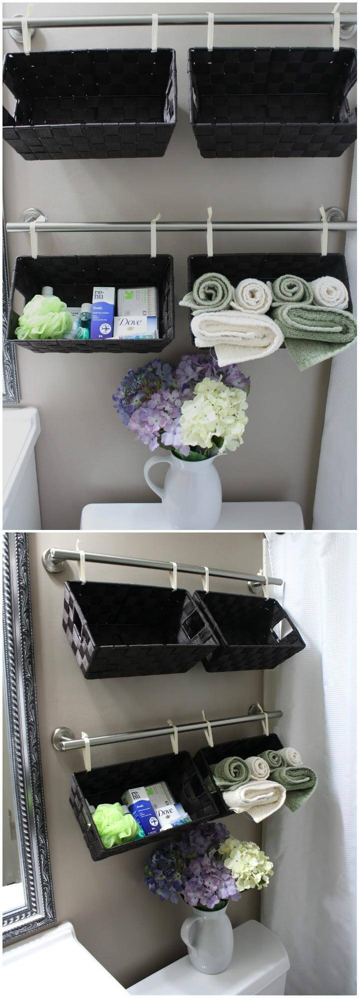 Hanging Baskets For Bathroom Storage
 50 DIY Bathroom Projects to Remodel Step by Step Page 5