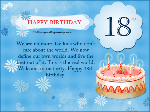 Happy 18th Birthday Wishes
 18th Birthday Wishes Messages and Greetings