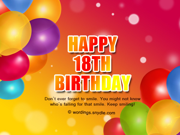 Happy 18th Birthday Wishes
 18th Birthday Wishes Greeting and Messages – Wordings and