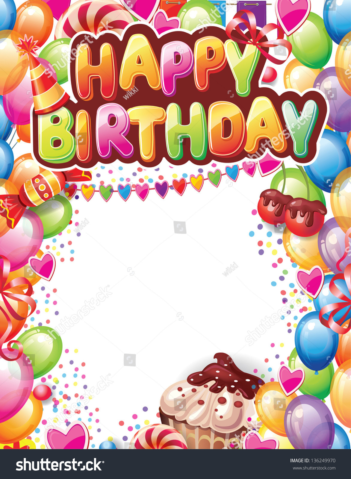 Happy Birthday Card Template
 Template Happy Birthday Card Stock Vector