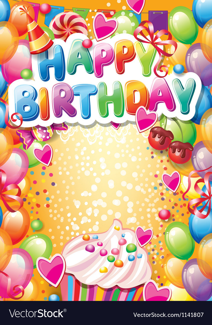 Happy Birthday Card Template
 Template for Happy birthday card with place for Vector Image