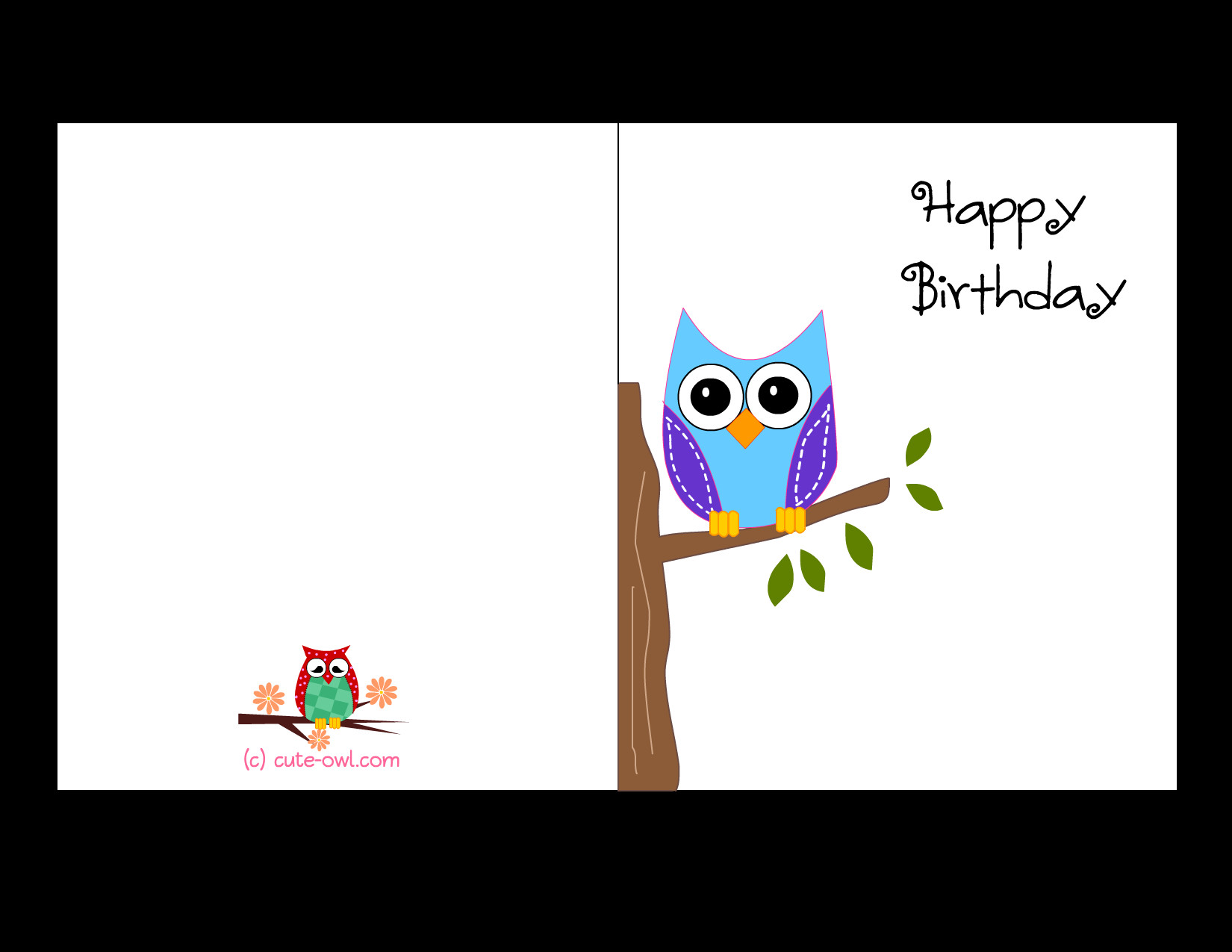 Happy Birthday Cards To Print
 Free Printable Cute Owl Birthday Cards