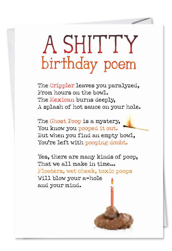 Happy Birthday Funny Poem
 Shitty Poem Funny Dirty Birthday Card – NobleWorks Cards