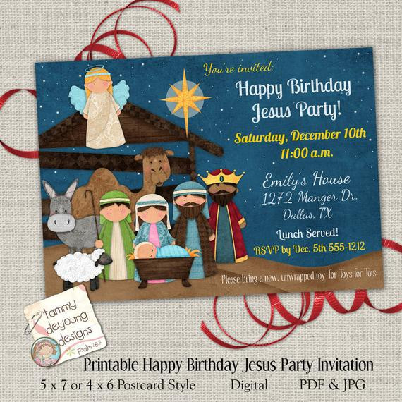 Happy Birthday Jesus Party
 Christmas Party Invitation Happy Birthday Jesus Party Invite