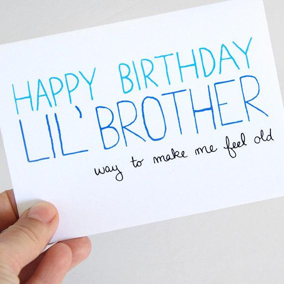 Happy Birthday Lil Brother Quotes
 Little Brother Birthday Card Birthday Card For by JulieAnnArt