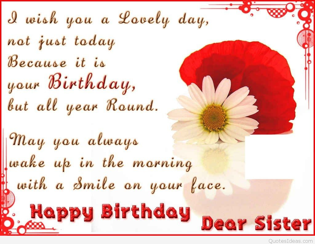 Happy Birthday Sister Quote
 Dear Sister Happy Birthday quote wallpaper