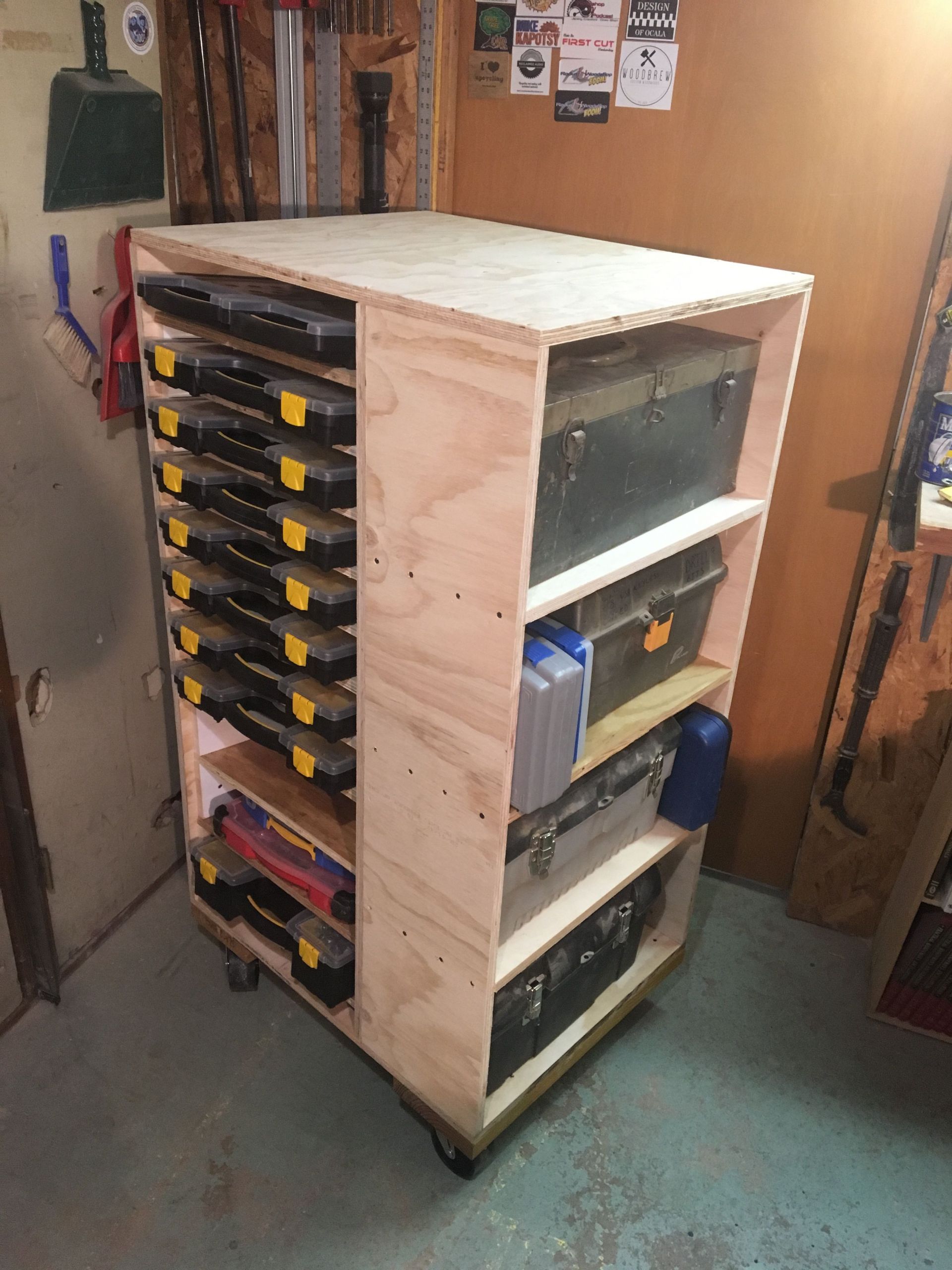 Harbor Freight Garage Organizer
 I made this screw organizer tool box holder for in my shop