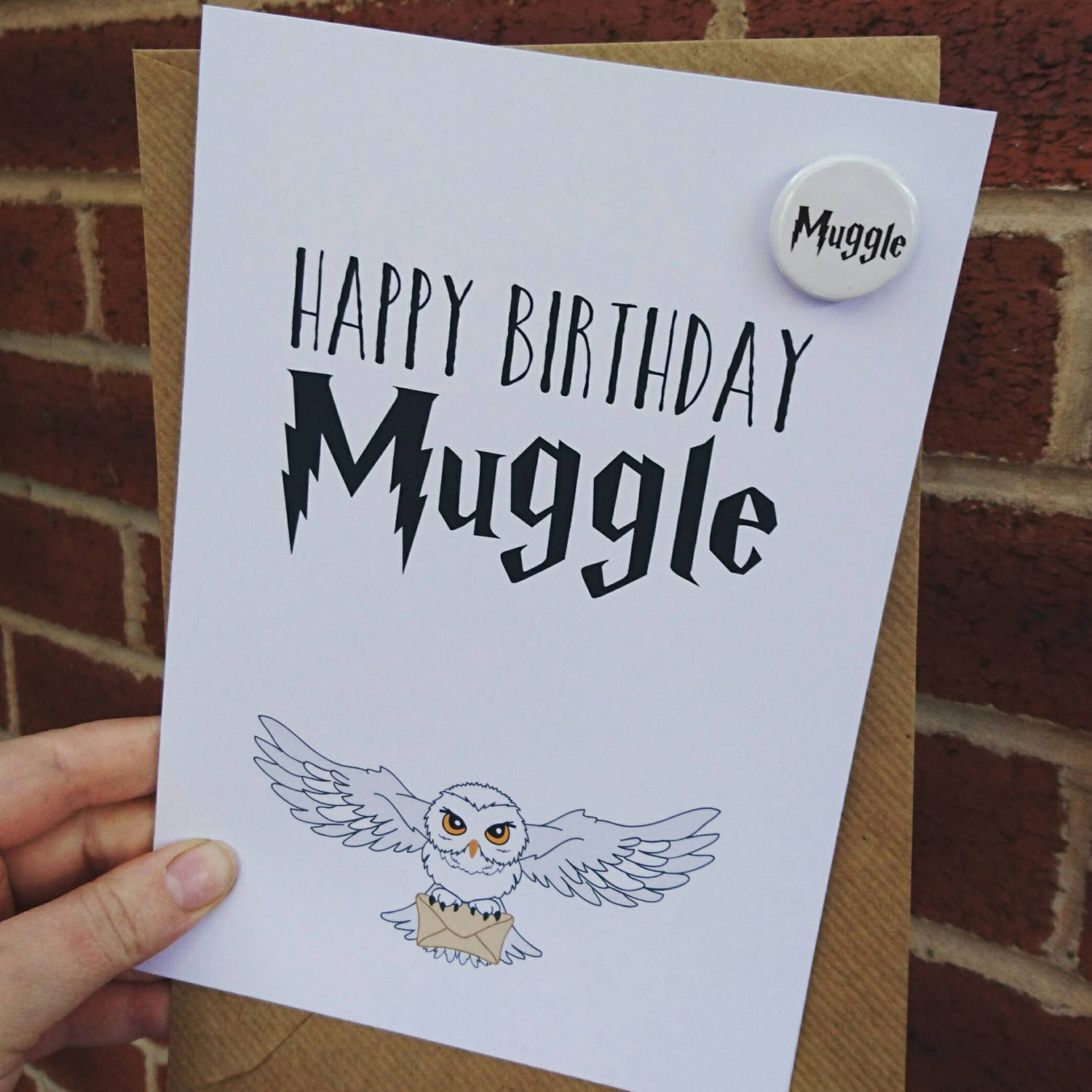 Harry Potter Birthday Card
 Harry Potter fan themed birthday card with Muggle badge