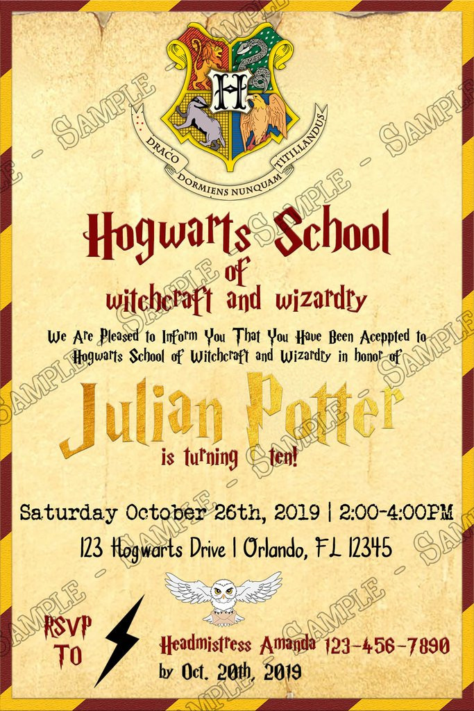 Harry Potter Birthday Invitation
 Novel Concept Designs Harry Potter Gryffindor