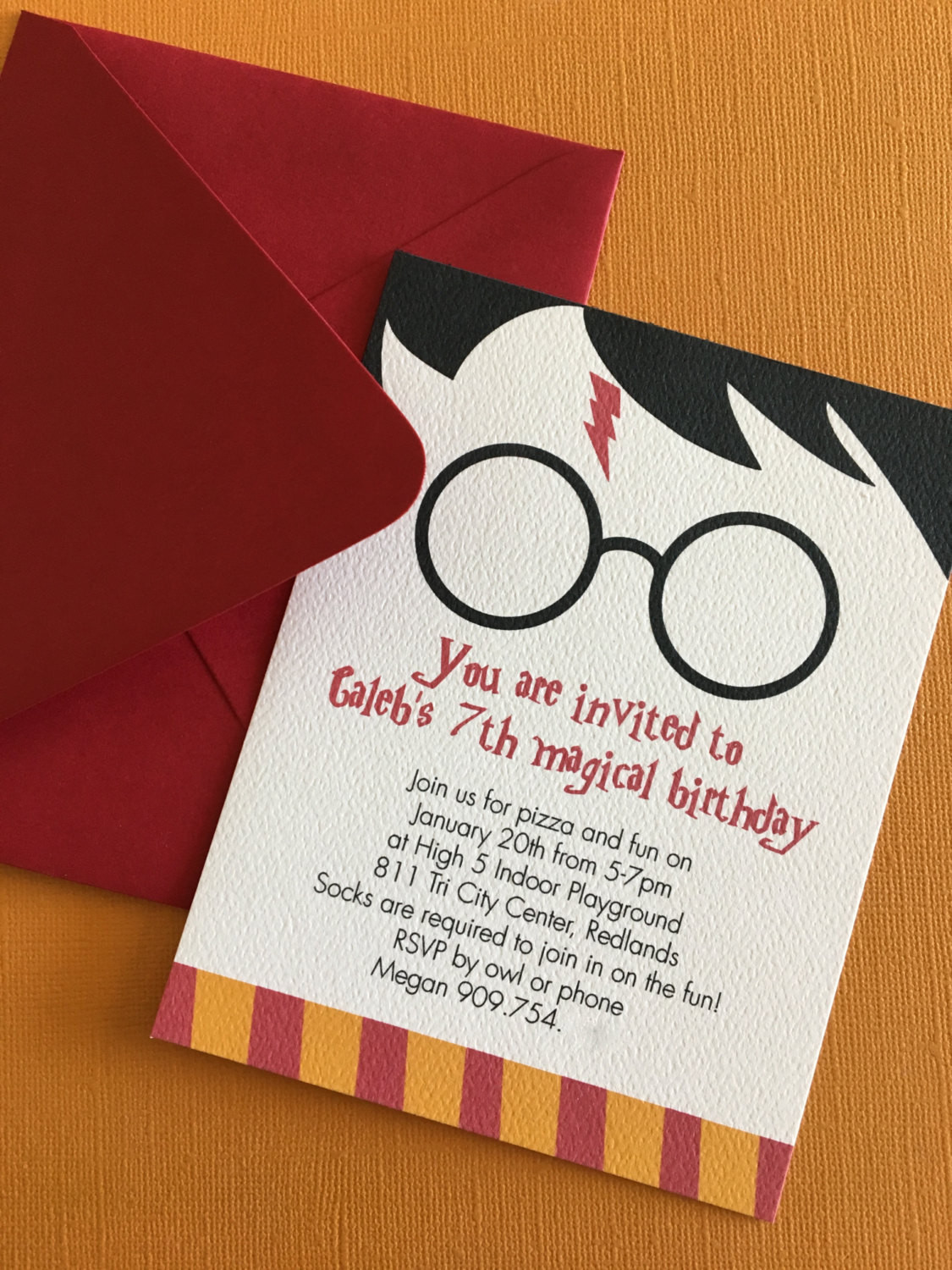 Harry Potter Birthday Invitation
 Harry Potter themed birthday party invitation magic witch