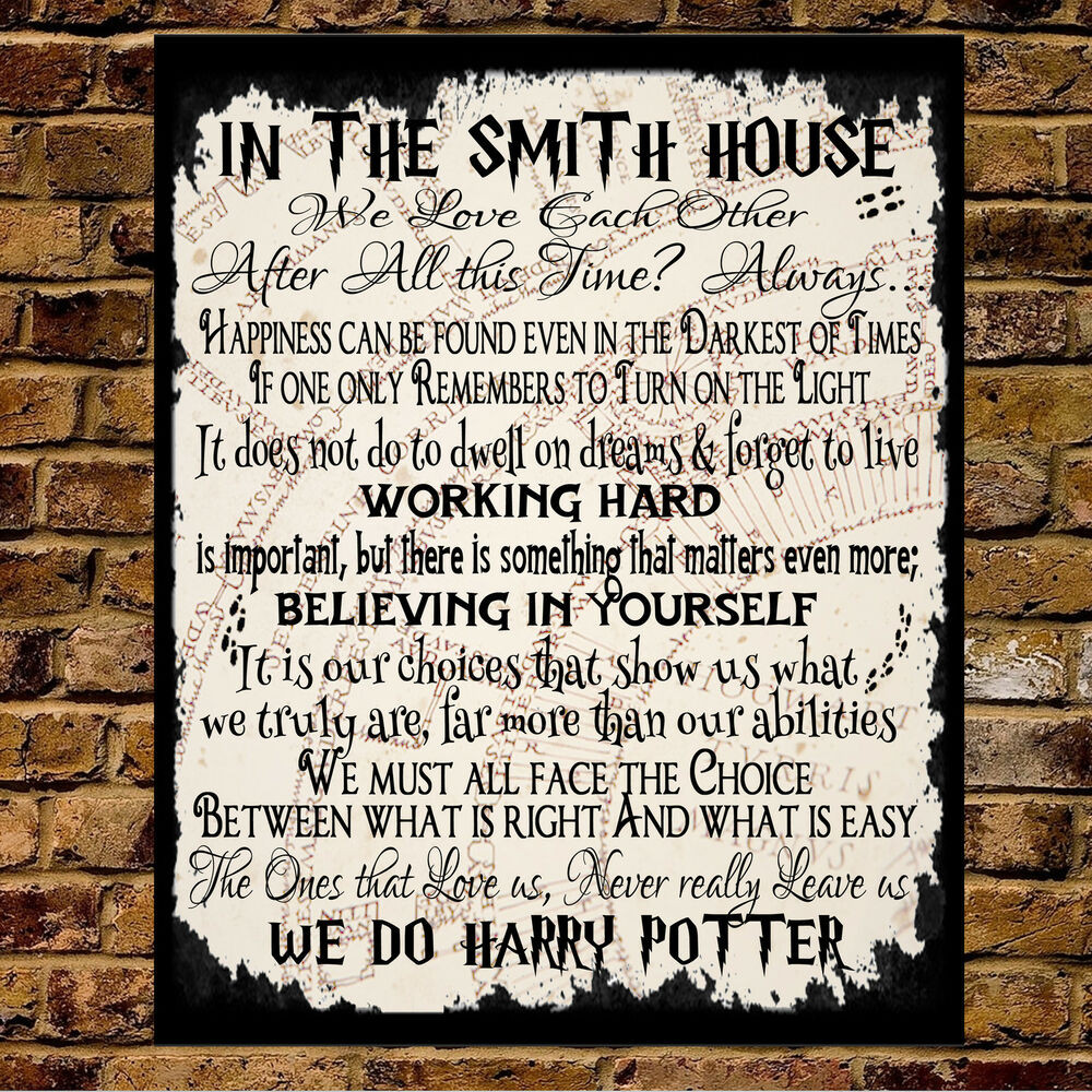 Harry Potter Quotes About Family
 Personalised Metal Harry Potter Quotes In this House