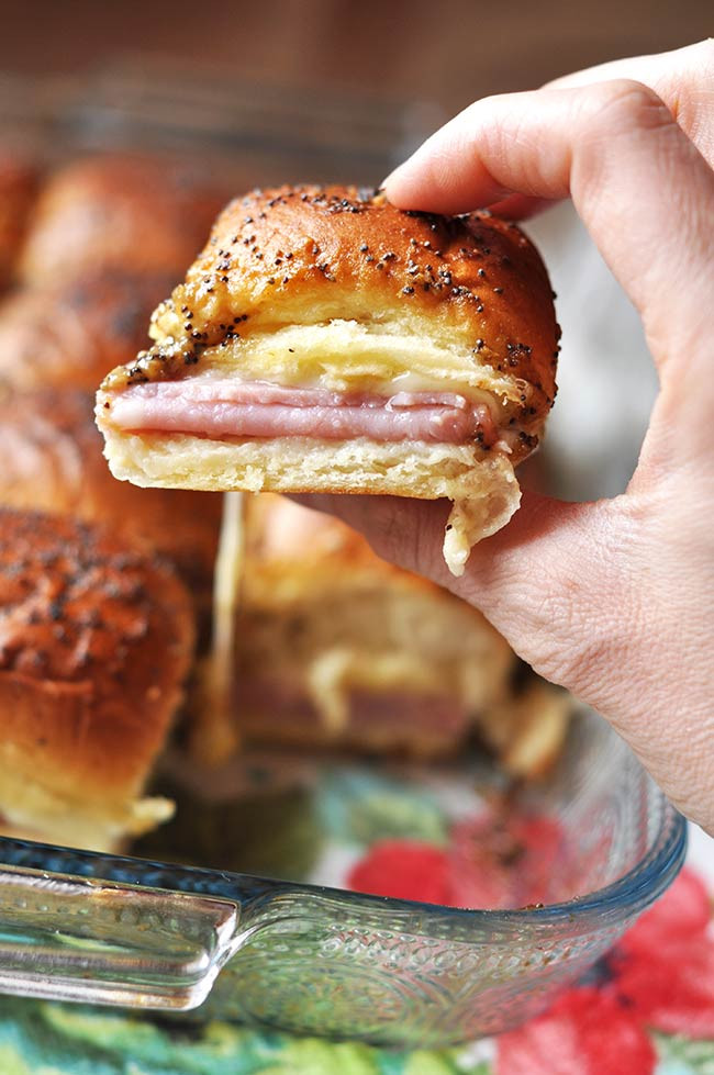 Hawaiian Rolls Ham Sandwiches
 Ham and Cheese Hawaiian Roll Sandwiches