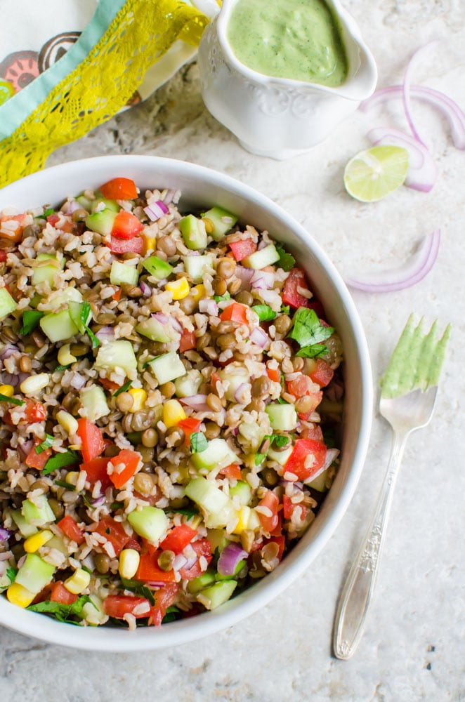 Healthy Brown Rice Recipes
 healthy brown rice salad with lentil & creamy avocado dressing