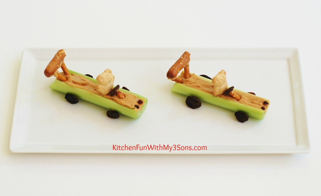 Healthy Car Snacks
 Celery Teddy Race Cars Kitchen Fun With My 3 Sons