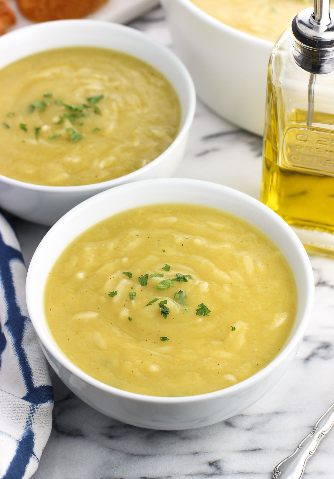 Healthy Potato Leek Soup
 Healthy Potato Leek Soup with Orzo