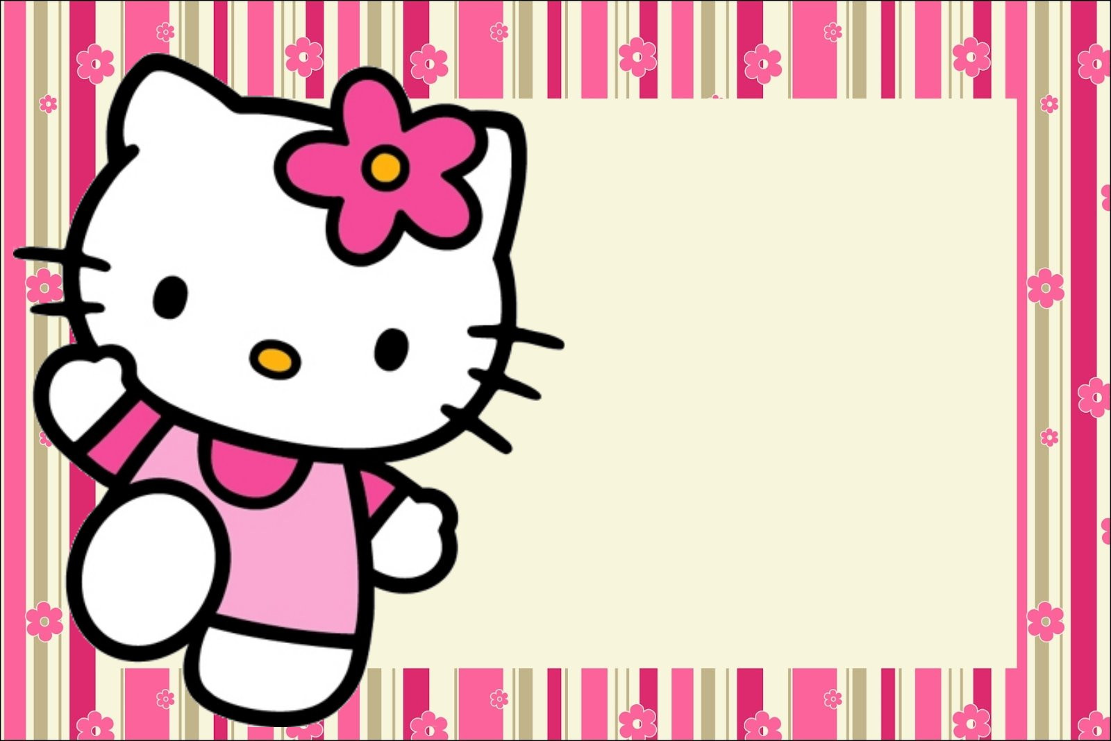 Hello Kitty Birthday Card
 Hello Kitty with Flowers Free Printable Invitations Oh