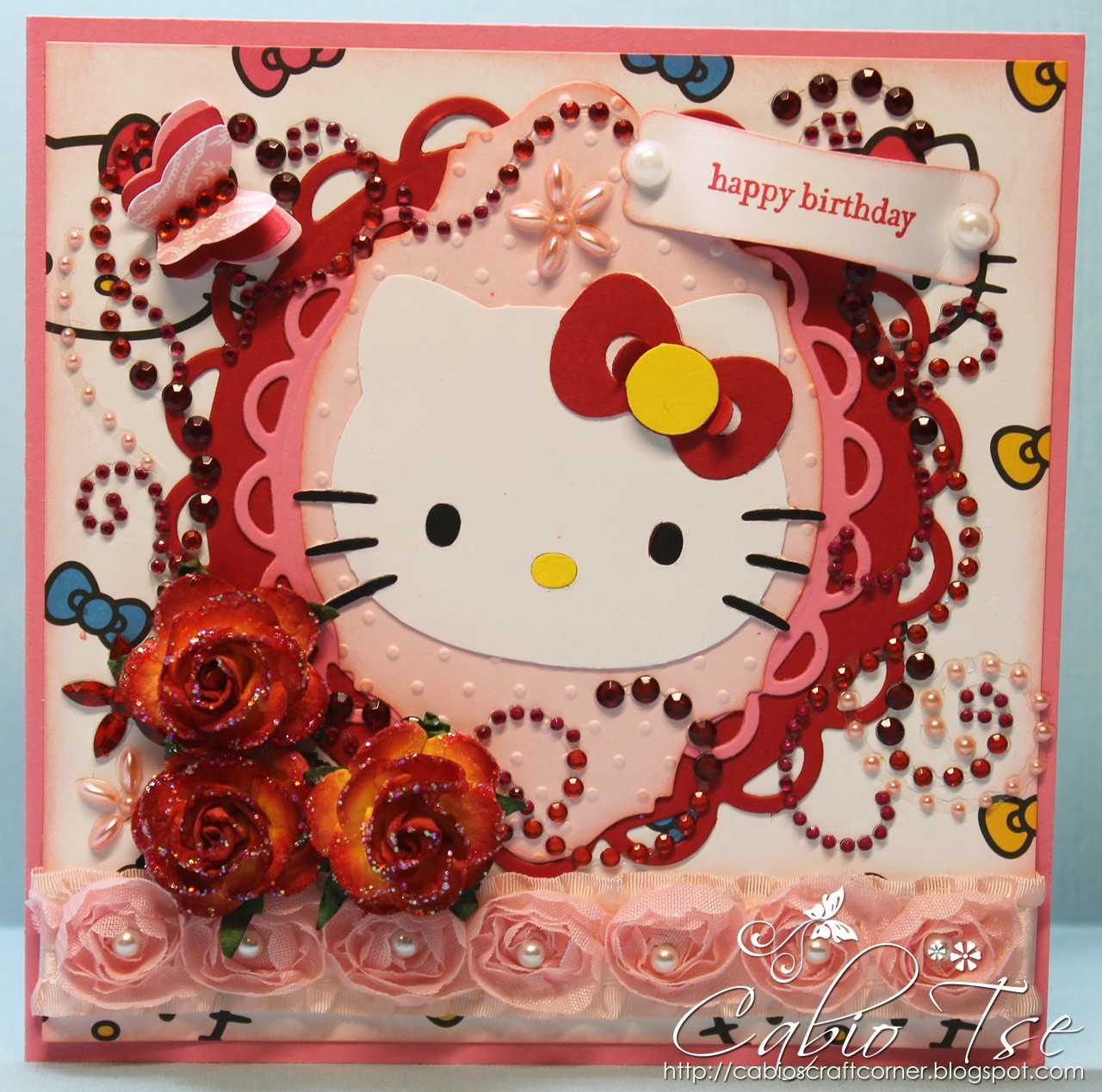 Hello Kitty Birthday Card
 Cabio s Craft Corner FIrst Hello Kitty Birthday Card