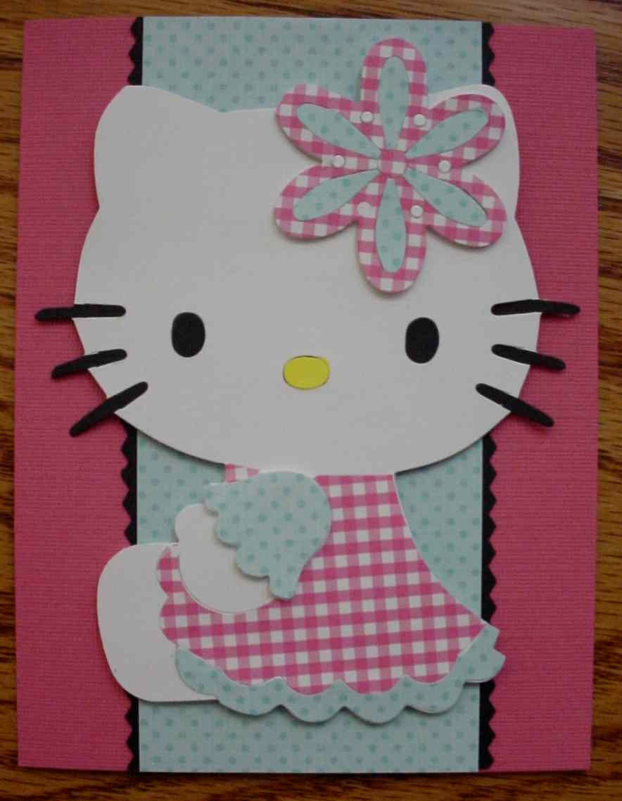 Hello Kitty Birthday Card
 Handmade Pink Hello Kitty Birthday Card