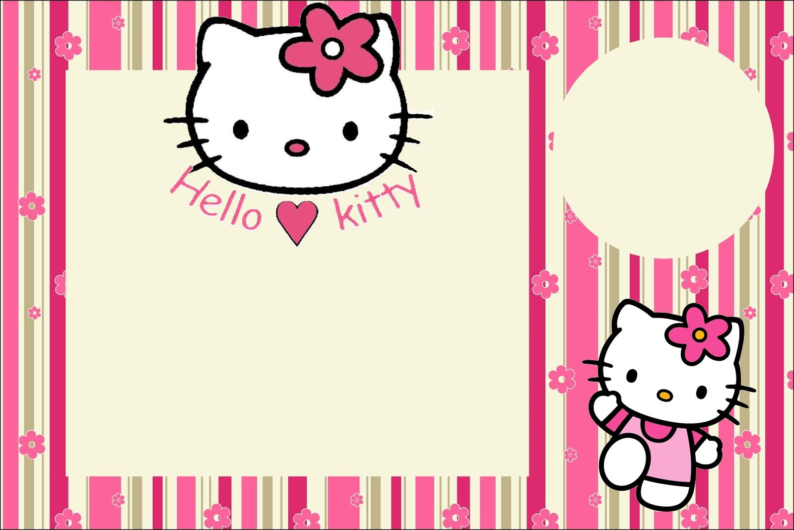 Hello Kitty Birthday Card
 Hello Kitty with Flowers Free Printable Invitations Oh