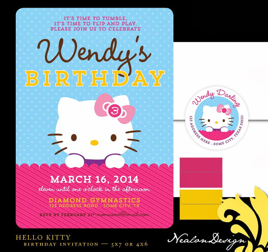 Hello Kitty Birthday Quotes
 Nealon Design HELLO KITTY Birthday Invitation