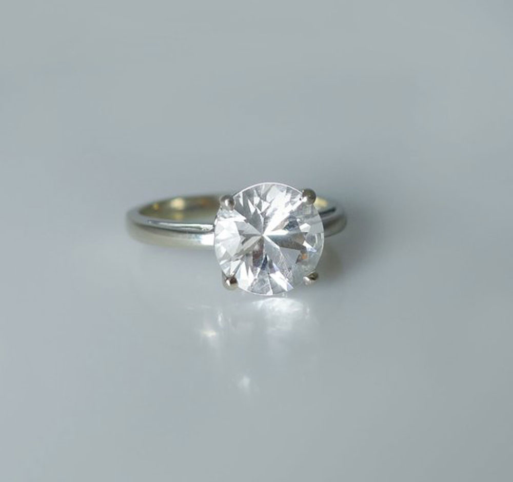 Herkimer Diamond Engagement Ring
 White Gold Engagement Ring Herkimer Diamond Conflict Free