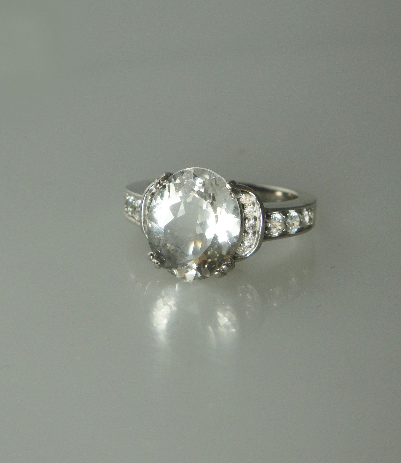 Herkimer Diamond Engagement Ring
 Herkimer Diamond Engagement Ring Oval Antique Style
