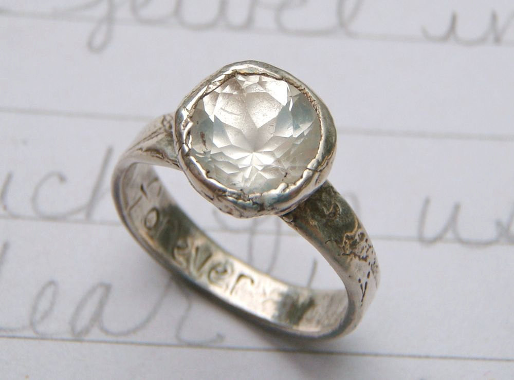 Herkimer Diamond Engagement Ring
 2 carat Herkimer diamond and recycled silver engagement ring