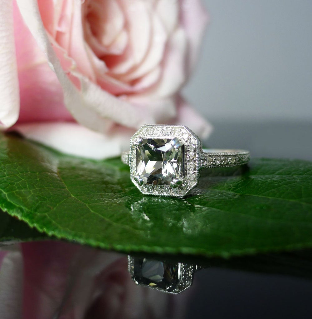 Herkimer Diamond Engagement Ring
 Princess Cut Engagement Ring Herkimer Diamond Ring by greengem