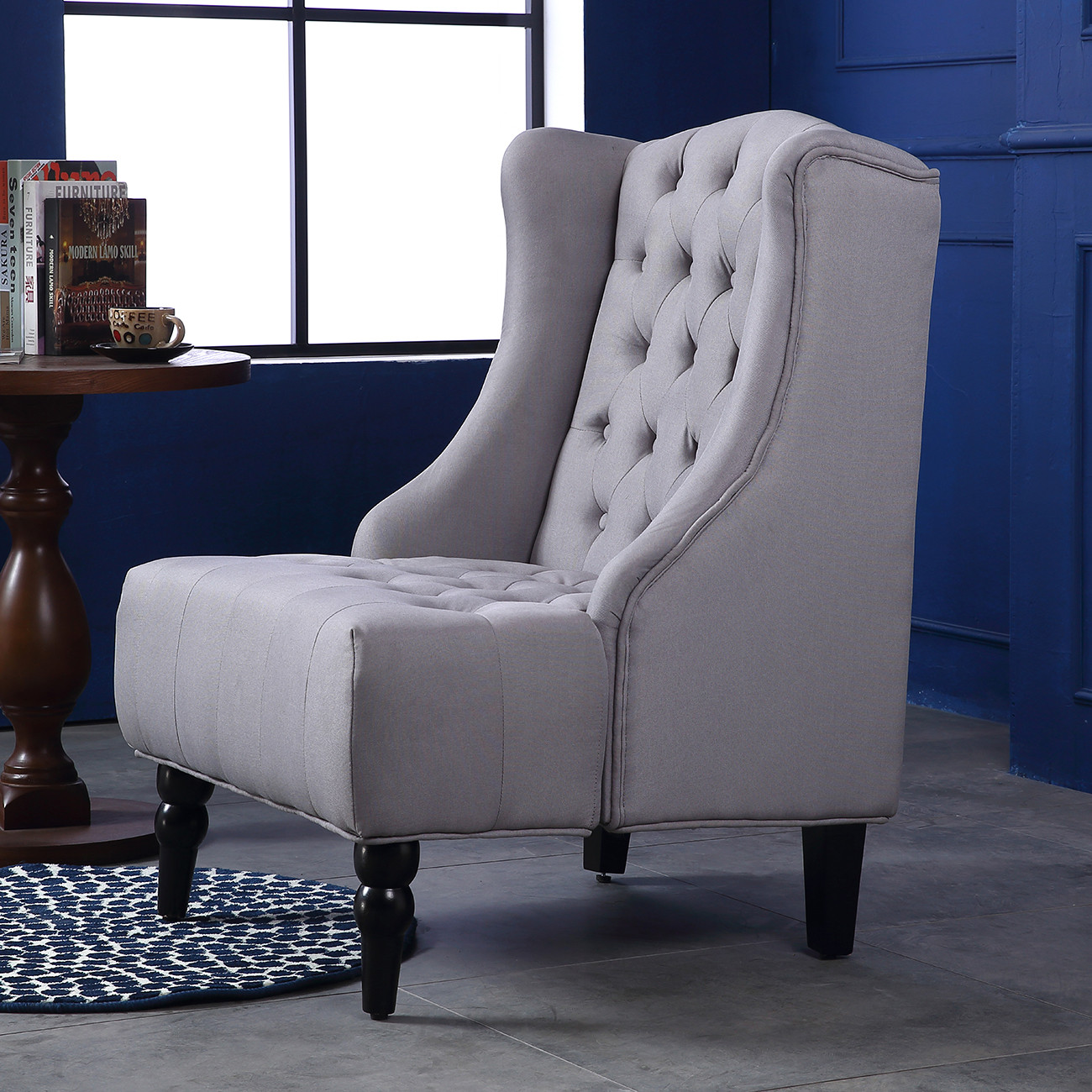 High Back Living Room Chair
 Wingback Accent Chair Tall High back Living Room Tufted
