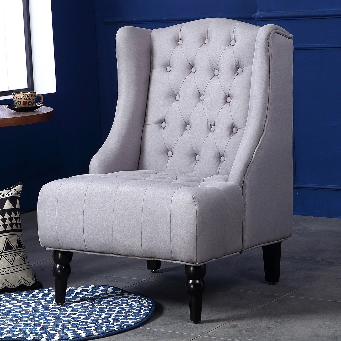 High Back Living Room Chair
 Wingback Accent Chair Tall High back Living Room Tufted