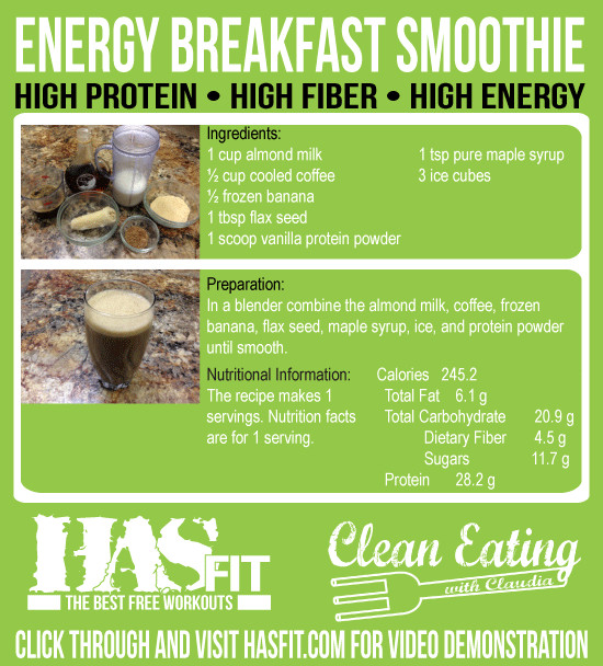 High Energy Smoothies Recipes
 High Energy Breakfast Smoothie Recipe HASfit Coffee