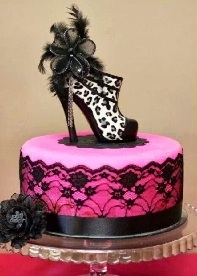 High Heel Birthday Cake
 Black and Pink High Heel Shoe Cake