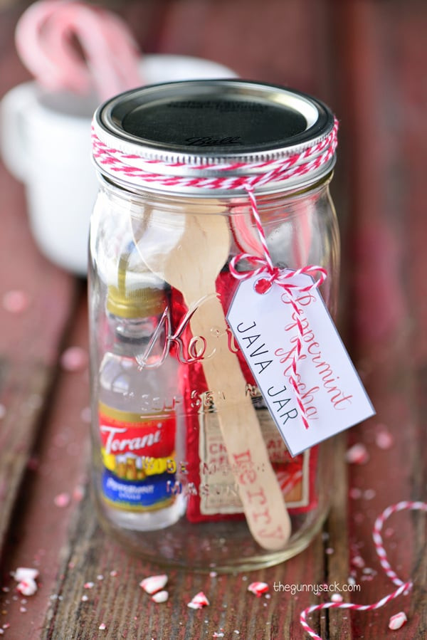 Holiday Drink Gift Ideas
 Mason Jar Gifts Peppermint Mocha Java Jar
