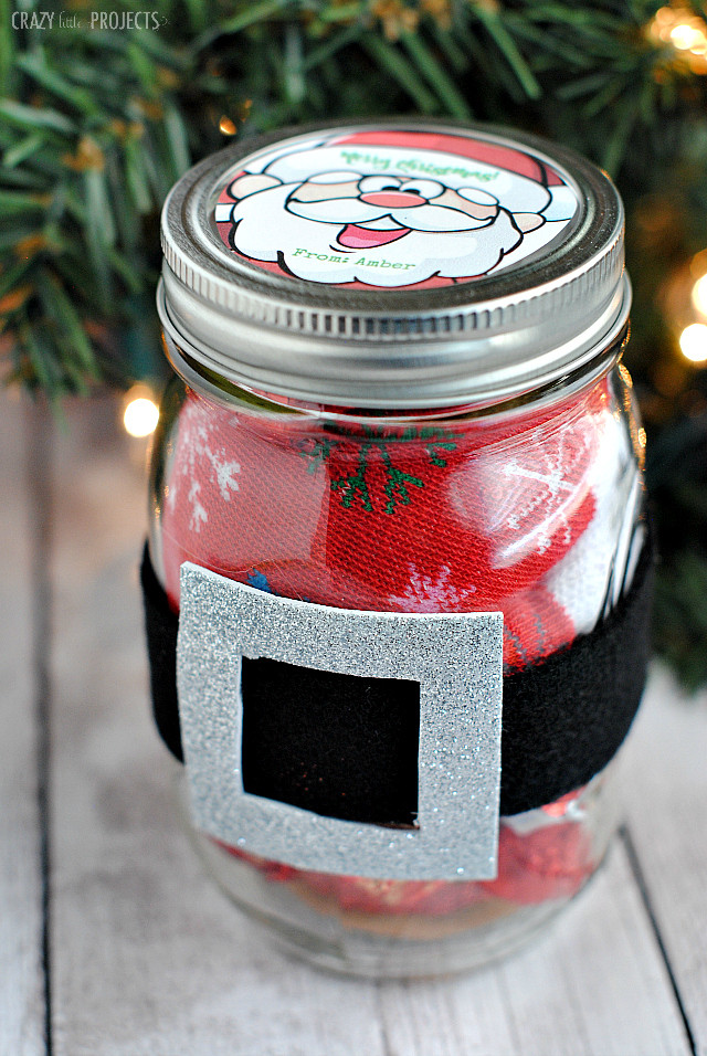 Holiday Mason Jar Gift Ideas
 Santa Belt Christmas Jar Gift Idea Crazy Little Projects