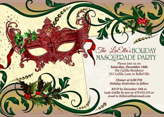 Holiday Masquerade Party Ideas
 Holiday Masquerade Party Masquerade Invitation Christmas