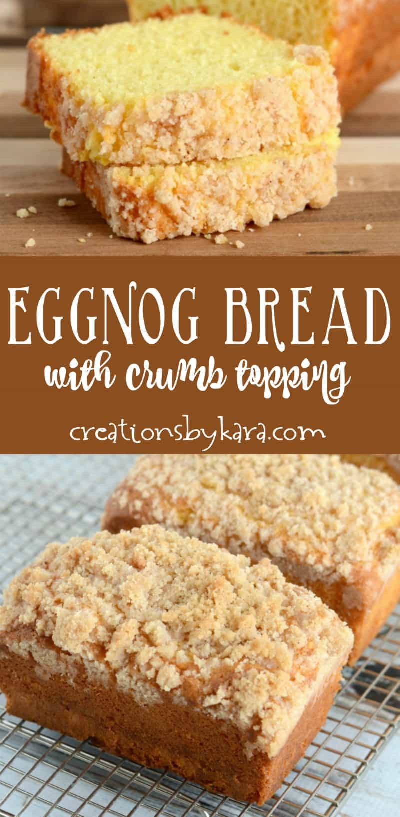 Holiday Quick Bread
 Eggnog Quick Bread with Crumb Topping Creations by Kara