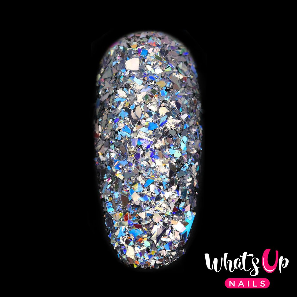 Holo Glitter Nails
 Whats Up Nails – Shattered Holo Silver Glitter – Nail Art UK